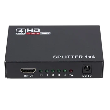  1 x 4 HDMI-съвместим конвертор разветвителей 1 4 Изход HD 1.4 Усилвател сплитер HDCP 1080P с двоен дисплей