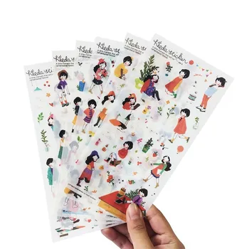  10 опаковки/много е Забавно Корея Сладко момиче серия PVC набор от стикери Декоративна етикета Стикер за телефон