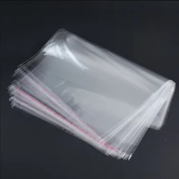  100 бр./лот Прозрачни Самозалепващи се Найлонови торбички с печата 20x37 см, Опаковъчна хартия за бижута, OPP Чанти, Найлонови торбички, Пластмасови