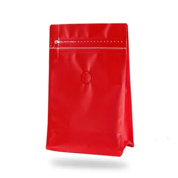 100шт Червен Осем страничните уплътнения чанта от алуминиево фолио еднопосочен клапан страничен цип храна, кафе, опаковки, чанти за съхранение на кухня
