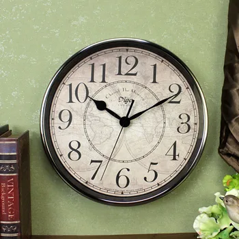  12-инчови метални ретро-безшумни стенен часовник за украса на дома