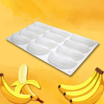  12 Кухина 3D Банан Силиконови Форми за Печене на Шоколадов Мус Торта за Десерт Сладолед Захарни Форми на Украса Инструменти