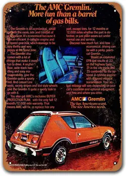  1978 AMC Гремлин Тенекеджия Метални Знаци Стари Автомобили, Sisoso Стикери Плакат на Пещерния Човек Гараж Ретро Стенен Декор 12x16 инча