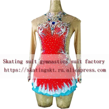  2018 нов костюм за по ски костюм за художествената гимнастика костюм за изяви тренировъчен костюм червен производител на продукта, дизайн и продукт