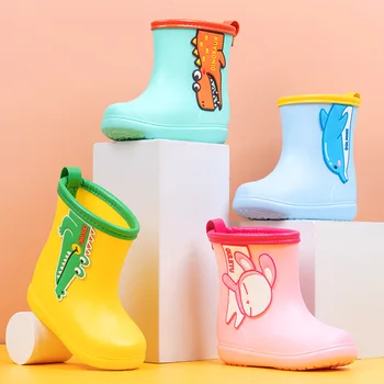  2021 Детски непромокаеми ботуши желейного на цвят, с приятен дизайн за момчета и момичета, детски непромокаеми ботуши, лятна дъждовно обувки, корейски детски обувки