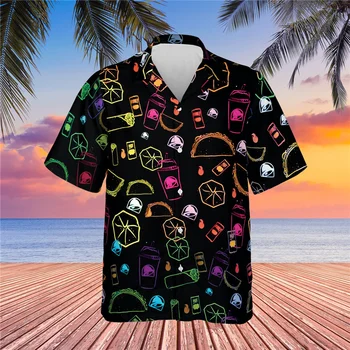  2021 Лятна Качествена Плажна Риза Харадзюку, Ново Записване, Мъжки Ежедневни Риза с Къс Ръкав в стила аниме, Блуза, Свободна Хавайска риза, за да сърфират