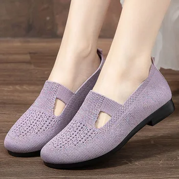  2022 Лятна Дамски обувки от Вкара Тъкан, Лека Обувки За Майката Подметка, Дишащи Тъкани женски Оксфордские Лоферы