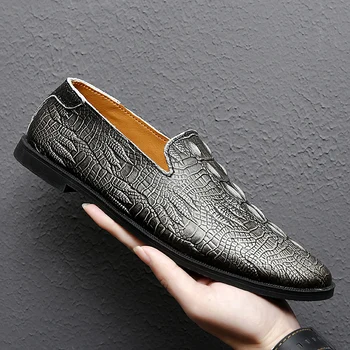  2022 Мъжки Ежедневни Обувки Елитен Марка Слипоны от Естествена кожа, Мъжки Лоферы Мокасини Модни Дишащи Слипоны Обувки За Шофиране Мъжки