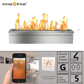  21 АВГУСТ Inno-Fire 48-инчов сребристо или черно интелигентен камина на биоетанол wifi