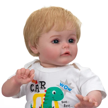  24-инчов вече боядисана, готова кукла Сю-Сю версия за момче с Руса коса, 3D Кожата, видими венами, приятна мека кукла за тяло