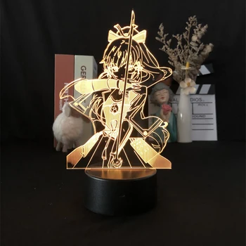  3D лека нощ Genshin Impact Kamisato Ayaka Игра За Декор за Спалня Светлина Детски Рожден Ден Цветни Подарък Led Лампа Манга Подарък