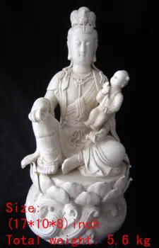  43,2 см * / Gourmet китайски бял порцелан Дэхуа публикуване на децата статуетка гуаньинь