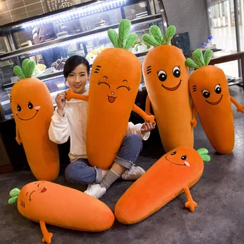  70-100 см Прекрасна Усмивка Моркови креативни плюшени възглавници плодове, зеленчуци, храна Антистрес мека момиче хоби е Детска играчка, подарък