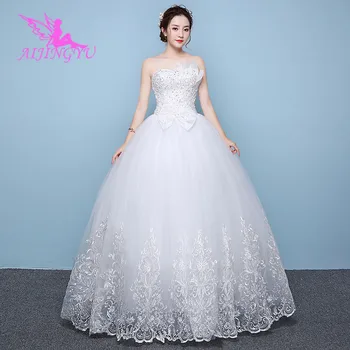  AIJINGYU 2021 причастието на Индивидуални нови горещи продажба на евтини бална рокля дантела отзад и вечерни тоалети на булката сватбена рокля WK420