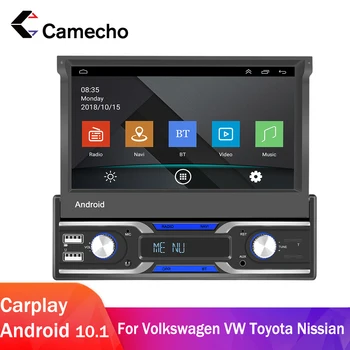  Camecho Android 10,1 Универсално Автоматично Радио Carplay Авто 1Din Мултимедиен GPS Навигация Радио За Volkswagen VW Toyota Nissian