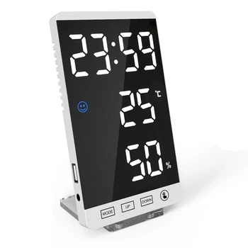  Digital alarm clock Огледално Сензорни Стенни Часовници LED Time С Дисплей на Температурата И Влажността USB Порт Електронни Часовници