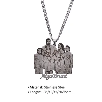  Hiyong Потребителско Снимка на Колие С Гравиран Медальон от Неръждаема Стомана Персонални Фото Името на Текст, Дата и т.н. Ден Подарък за Любовника си или на майка си