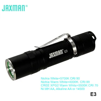  Jaxman E3 High CRI Nichia Cree Led Светлини AA 14500 Акумулаторна Батерия Открит EDC Факел Фенер с Клипс От Неръждаема Стомана