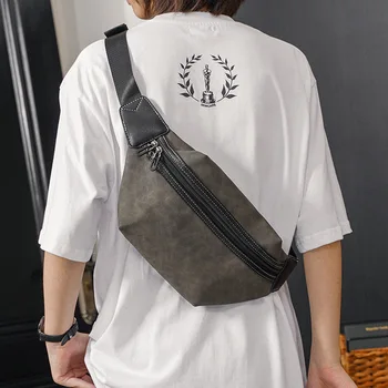 LEBSGE Модерен мъжки Благородна Поясная чанта от Изкуствена кожа с Голям Капацитет За почивка, чанта на Едно рамо, чантата През Рамо, Ретро Нагрудная Чанта