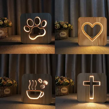  Led нощна светлина с Кръст във формата на Сърце, Нощна Лампа, Акумулаторна батерия USB Декор за Спалня, Подарък, Детски осветителни Тела, Творчески нощна светлина за Дома