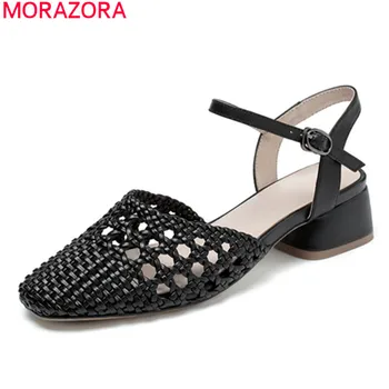  MORAZORA/Нов прием на 2020 г.; модни дамски обувки-лодка от естествена кожа; дамски обувки на нисък ток; лятна мода проста ежедневни обувки