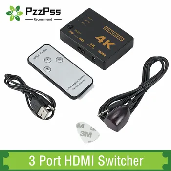  PzzPss 4K * 2K 3D Мини 3 Порта HDMI-съвместим Табло 1.4 b 4K Преминете Сплитер 1080P 3 в 1 изход Порт Хъб за DVD и HDTV Xbox, PS3 PS4