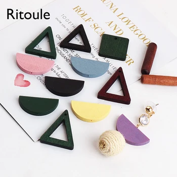  Ritoule направи си САМ украса за уши аксесоари корейското дърво квадрат, триъгълник полукръг обеци, обеци аксесоари висулка, Висулка