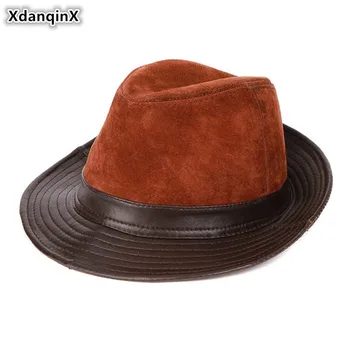  XdanqinX 2019 Нова Шапка от естествена кожа, Мъжки Кожени Филц шапки в стил джаз, Елегантни дамски Шапки от Овча кожа, Шапка възстановяване на предишното положение