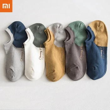  Xiaomi Youpin, мъжки летни модни чорапи, чорапи от чист памук, абсорбиращи потта, дишащи дезодоранти, къси чорапи с тръбите, 5 чифта в пакет