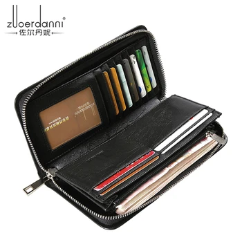  Zuoerdanni чанта за съхранение на мъжки кожен портфейл дълъг клатч на цип, мултифункционален портфейл голям капацитет чанта за мобилен телефон