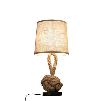  Американски стил ретро настолна лампа креативна въже ръчно изкуството на нощна лампа спалня, кабинет офис, кафе-сладкарница бар осветление