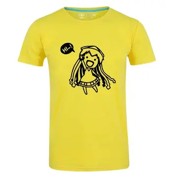  Аниме високо качество Нашественик идва от дъното на морето! Памучен тениска THE SQUID МОМИЧЕ, тениска с кръгло деколте, Жълта тениска Vera Musume