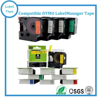  Безплатна доставка на 5 бр./лот смесени цветове Dymo Labelmanager 9 mm D1 40920 40921 40922 40923 40924 Лента за вземане на етикети Dymo D1 Лента