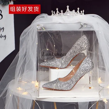  Восемнадцатилетняя церемония по връчването на подаръци за рожден ден за възрастни, дамски обувки на висок ток 2022, нови восемнадцатилетние кристални обувки на висок ток sh