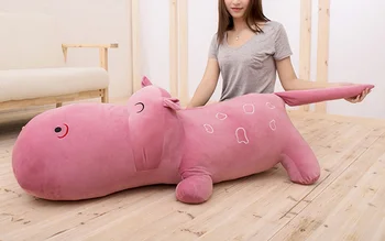  голям нов прекрасен плюшено карикатура гигант играчка, тъмно-розов хипопотам кукла подарък от около 140 см 0046