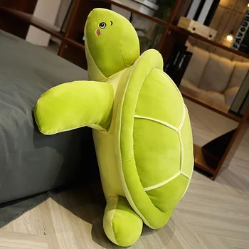  Голям размер-80 см, Много хубава имитация на животно, Костенурката, мек плюшен играчка, зелено (морско) костенурка, кукла, Кола, Разтегателен диван и легло, Възглавница За сън, за подарък
