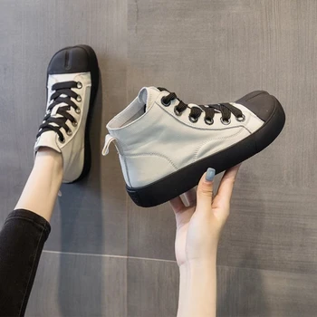  Дамски есенно-зимни обувки 2022 г., нова универсална дишаща ежедневни обувки, лесна и популярна дамски обувки на равна подметка, подходяща по цвят