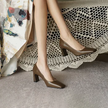  Дамски обувки на висок ток 2022 г., Zapatos, Нови обувки с отворени Пръсти и Квадратни Пръсти, в стила на Дивата Пролетта, дамски Обувки на дебелите ток, Chaussure Femme