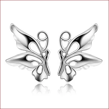  Дамски Темпераментни със сребърно покритие са Хипоалергенни Симулационни Избледнели Нежни Малки Обеци - пеперуди От Мил Сладък Див Сребро