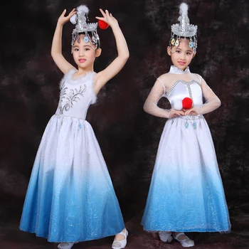 Детска балетна пола, Тренировочная дрехи, Балетное рокля с пера, Градиентный цвят за момичета, Скай-Синята Пола Принцеса Пакета