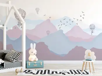  Детски Планински Тапети за Детска Пейзаж с Балони рисувани Стенни