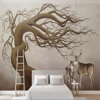  Европейската 3D картина с маслени бои декоративна картина на фона на стена с изображение на елен 