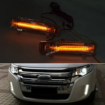  За Ford Edge 2009 ~ 2014 Дневен Ходова светлини DRL Led Противотуманный фенер Кутията с жълти Функции мигач