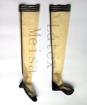  Изработени от естествени латексови чорапи с дебелина 0,4 мм за мъже прозрачни с черни декорации контурными