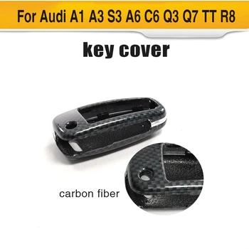  Калъф за ключове на колата е от въглеродни влакна, бодикит, чанта, калъф За Audi A1 A3 S3 A6 C6 Q3 Q7 TT R8, калъф за ключове, автомобилни аксесоари