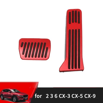  Капачки на педалите на газта от алуминиева сплав без пробиване, Накладки на Педалите 2 бр (червени) за Mazda 2 3 6 CX-3 CX-5 CX-9