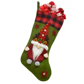 Коледни Чорапи, Коледни Безлични Кукли Закачалки За Отглеждане На Коледни Чорапи Подарък Пакет За Декорация На Подаръци, Бонбони, Детски Чорапи &