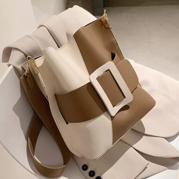  Контрастная цветна чанта-торба 2020, Модни Нова Висококачествена Дамска Дизайнерска чанта От Изкуствена Кожа, Голям Чанта-Месинджър На Рамото