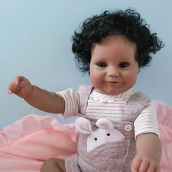  Кукла Bebes 50CM Reborn си maddie с цялото тяло, тъмно-кафява, черна кожа, Ръчно рисувани с видими венами, реалистичен 3D цвета на кожата