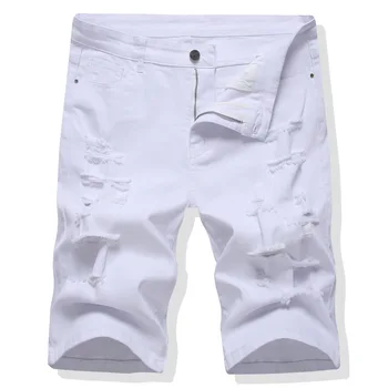  Микроэластичные Бели Дънки Мъжки Европейската и Американската Мода за Мъже Пятиточечные Панталони Тенденция